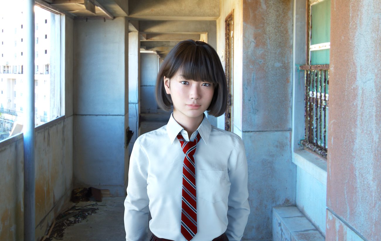 2015年のSaya、廃墟の廊下にて