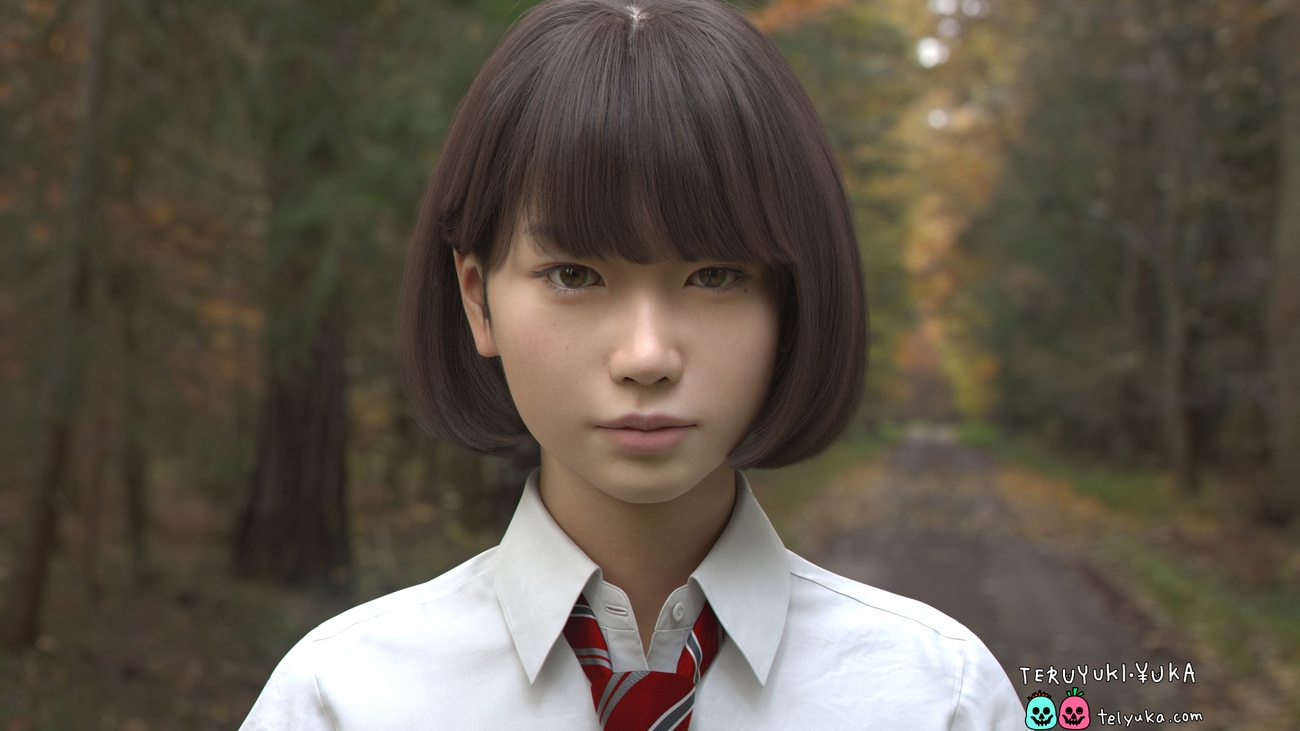 森の中のSaya、レンダリングワークインプログレス