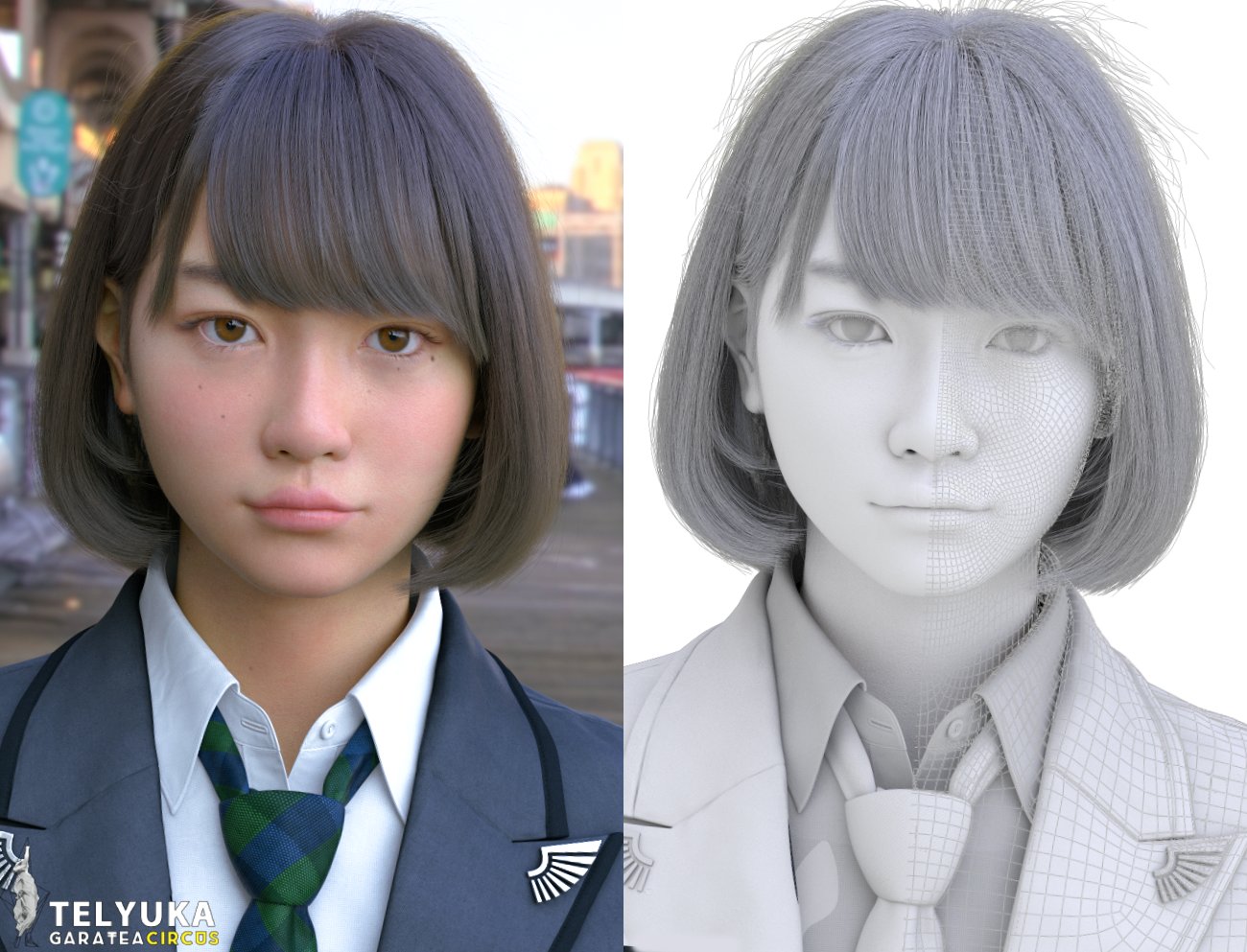 レンダリングとワイヤーフレームの比較